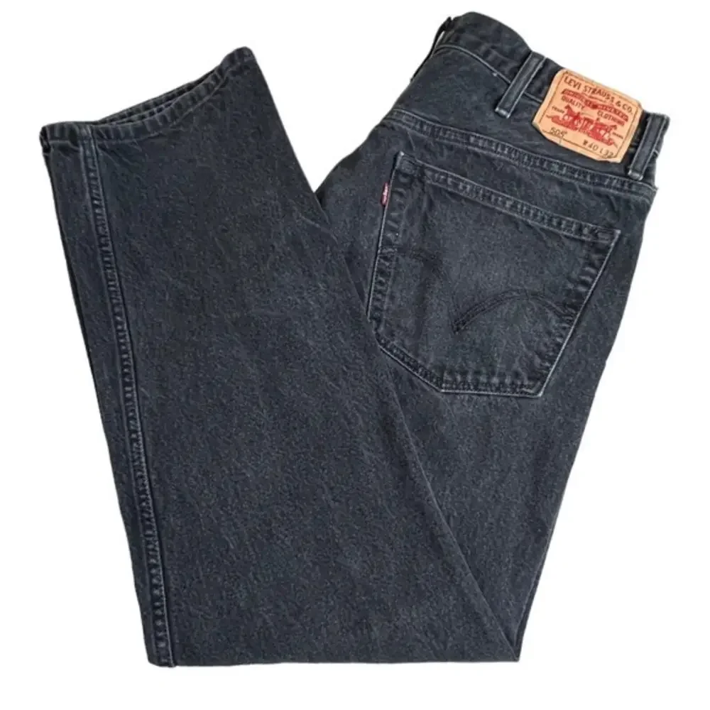Levis Mens 505 Regular Straight Leg Fit Faded Black Jeans Size‎ 40 Inseam 30